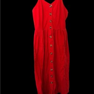 & Other Stories Vibrant Red Midi Dress